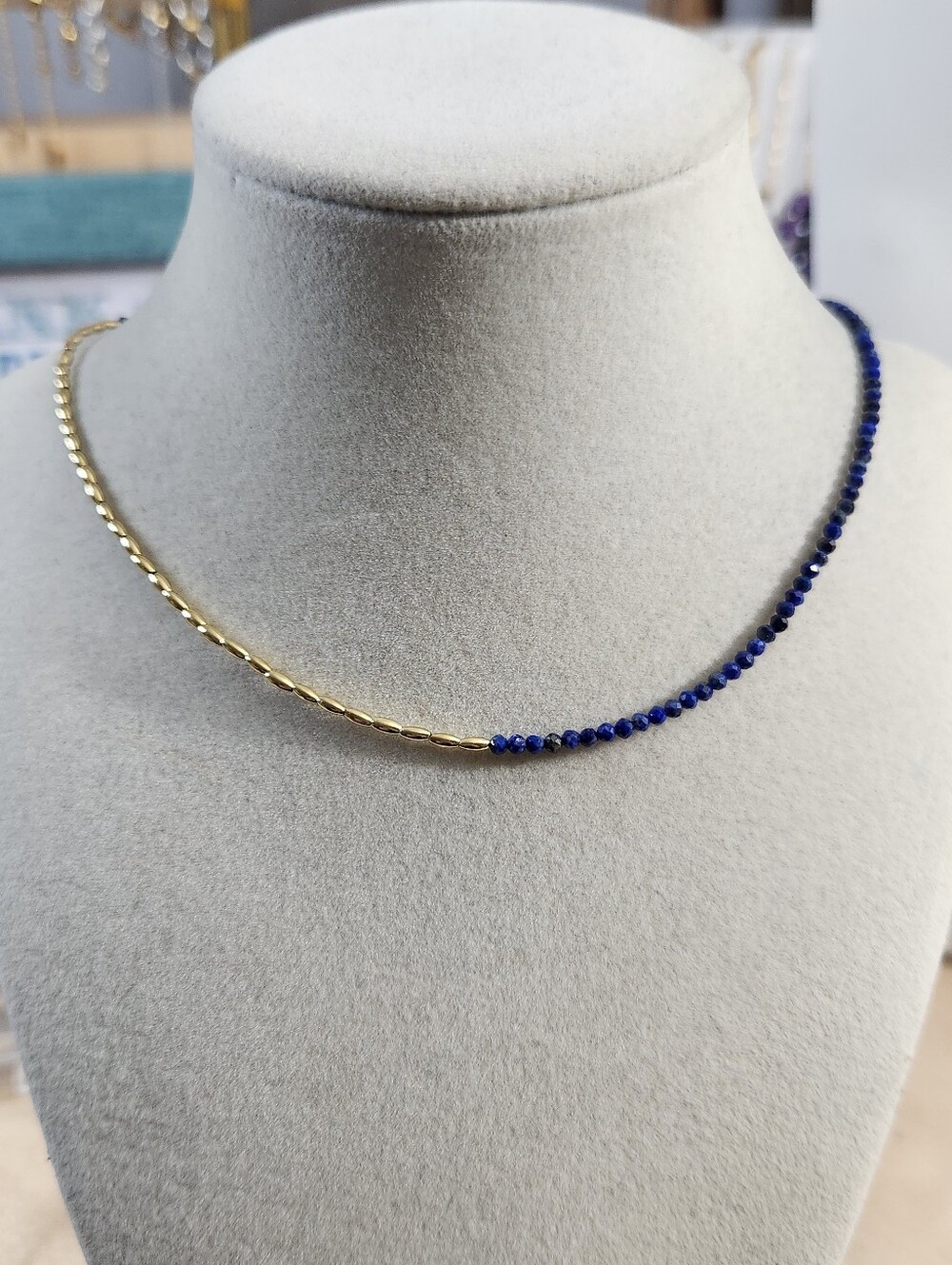 Dainty Lapis Lazuli Beaded Necklace